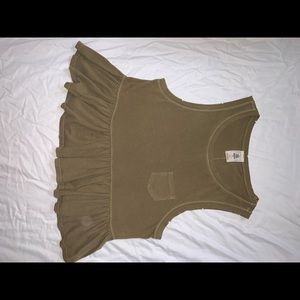 Moss green low cut side peplum tank top